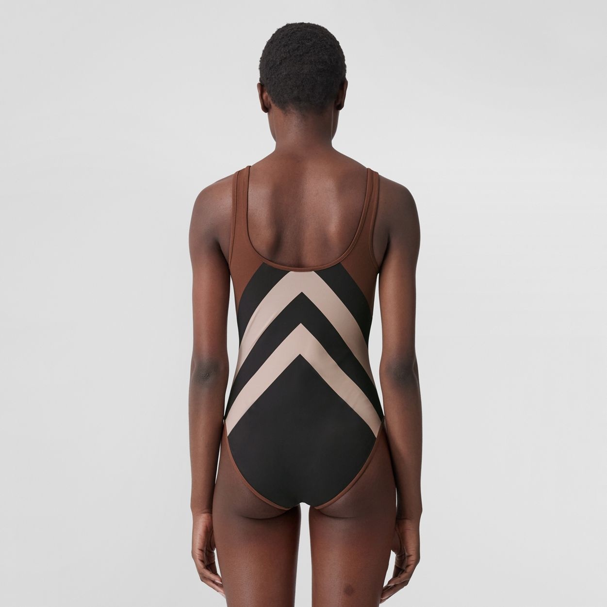 Chevron Check Stretch Nylon Swimsuit - 3