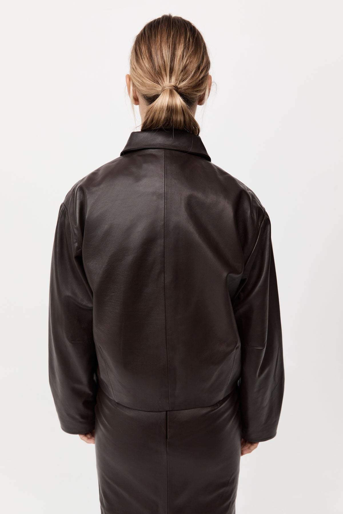 Cocoon Leather Jacket - Chocolate - 7