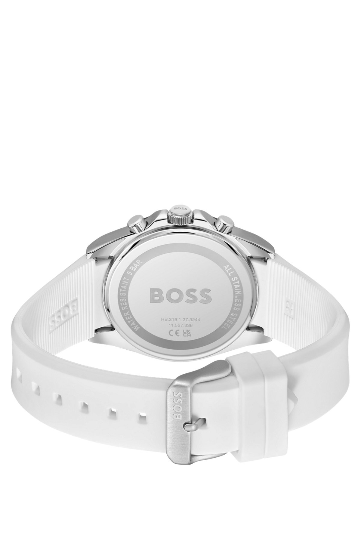 GROOVED-DIAL CHRONOGRAPH WATCH WITH SILICONE LOGO STRAP - 3