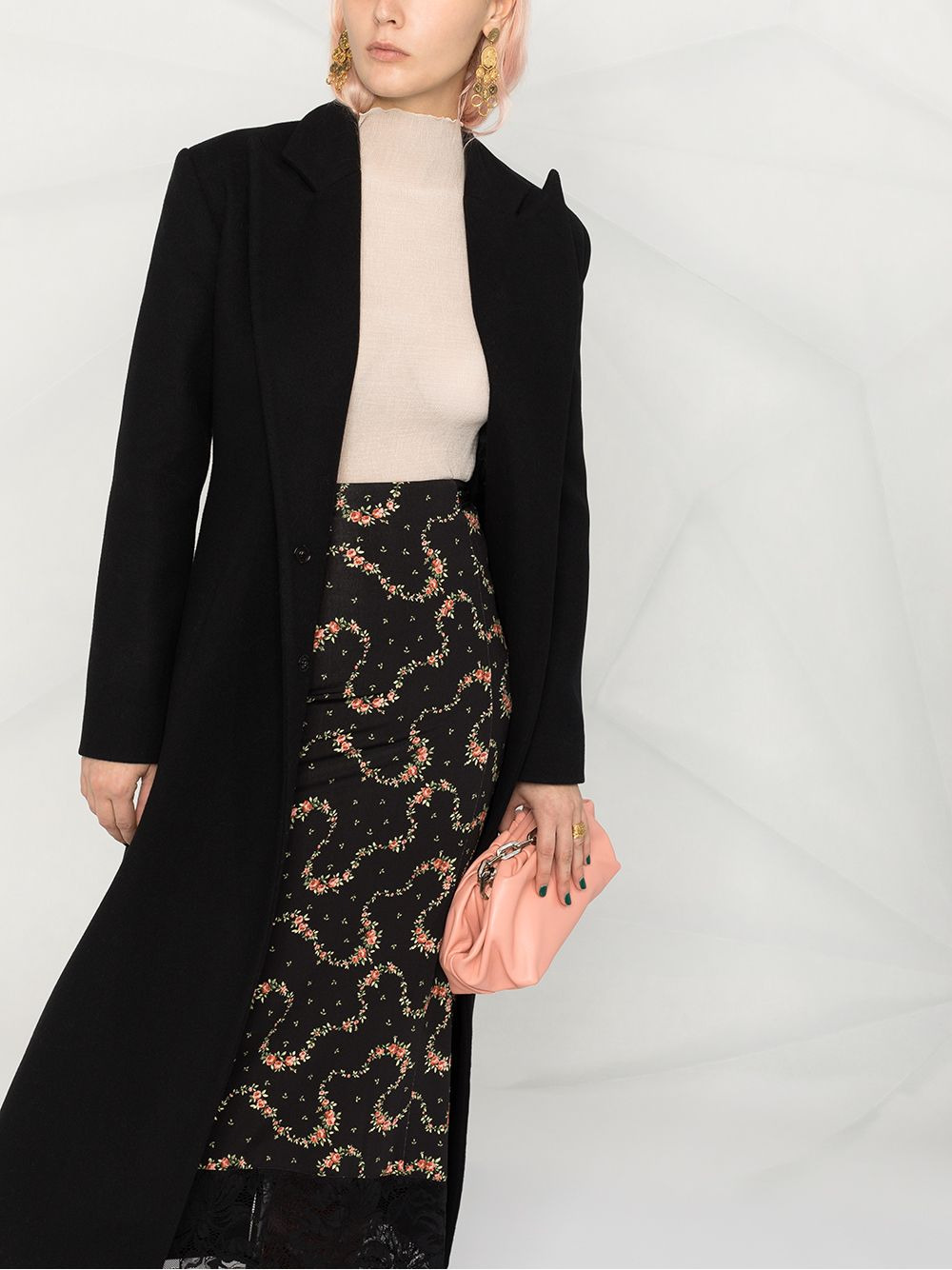 lace-hem floral print skirt - 5