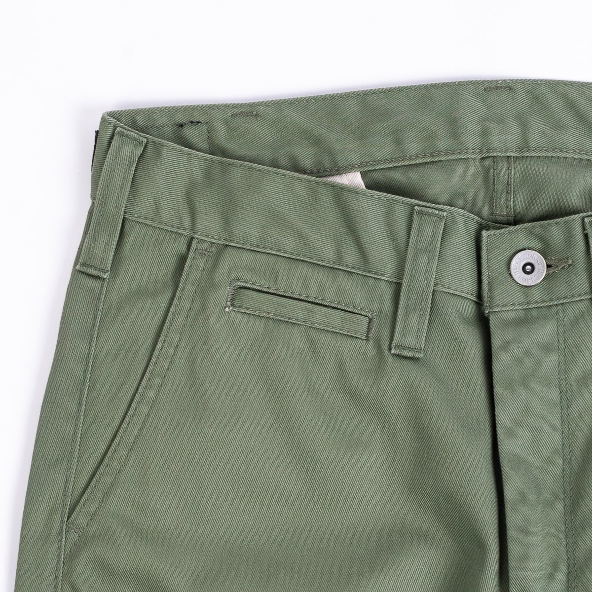 IH-721-OLV 9oz Mercerised Selvedge Cotton Slim Tapered Chinos - Olive - 5