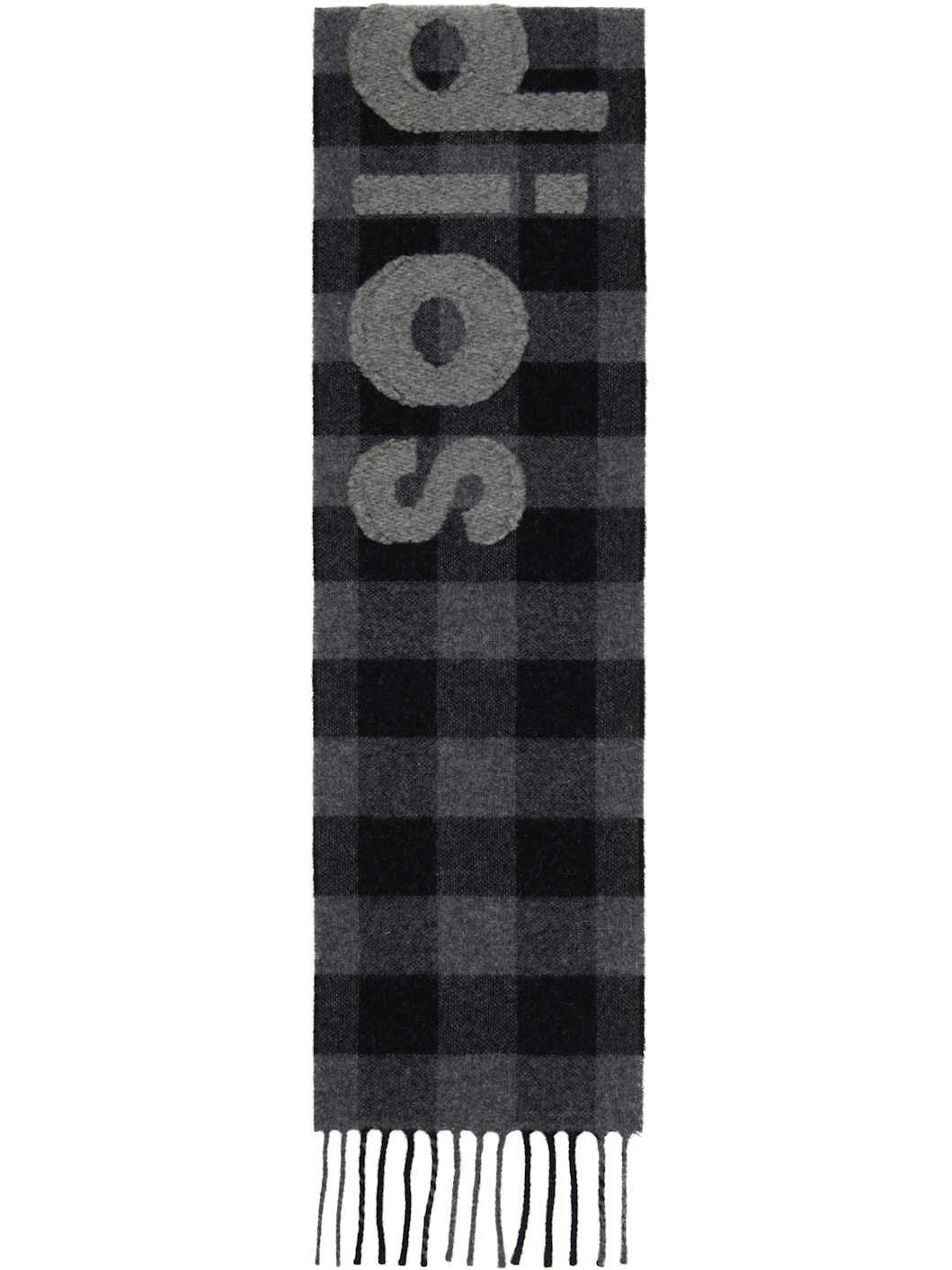 Black & Gray Check Logo Scarf - 2