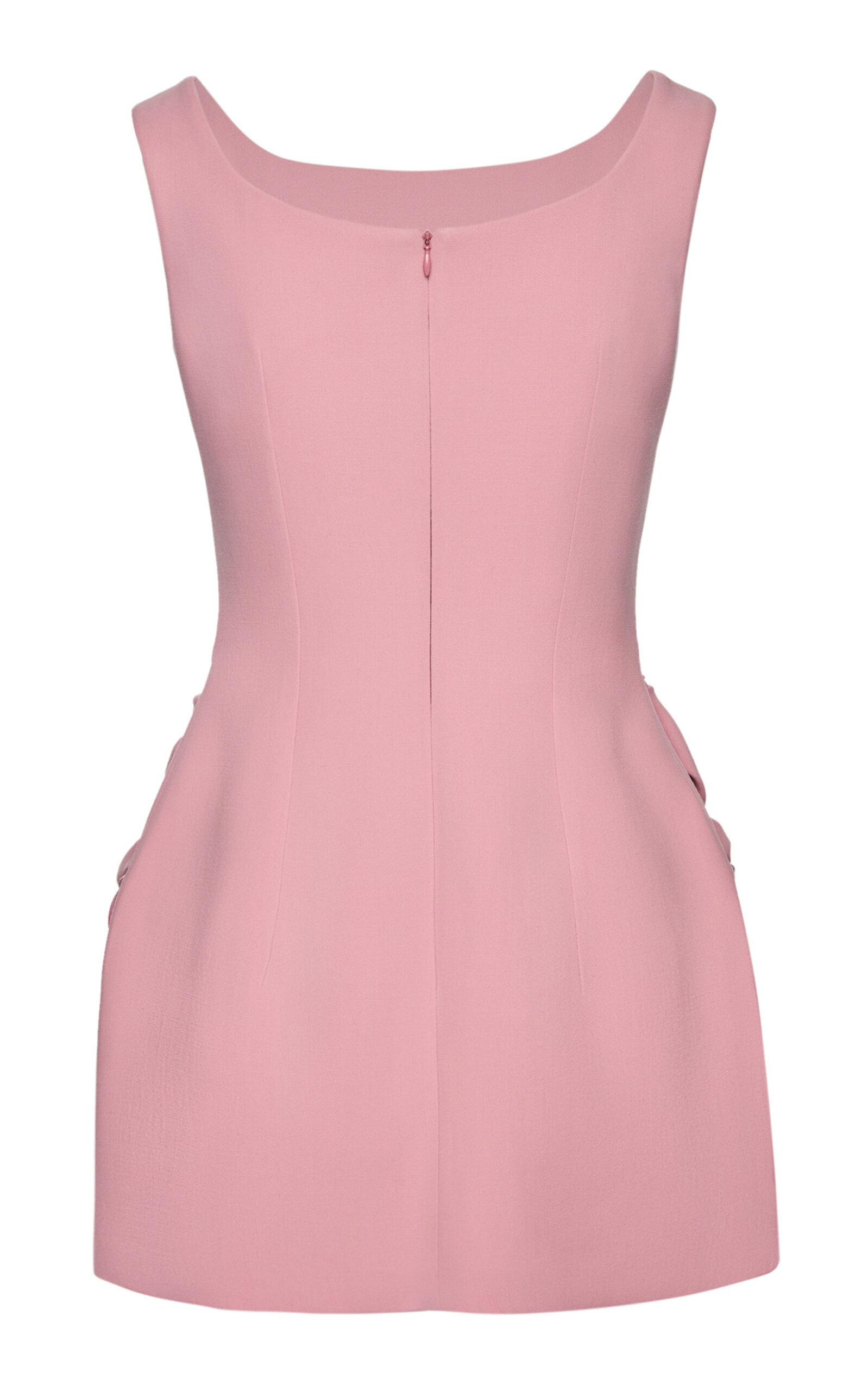 Floral Appliqued Wool Mini Dress pink - 5
