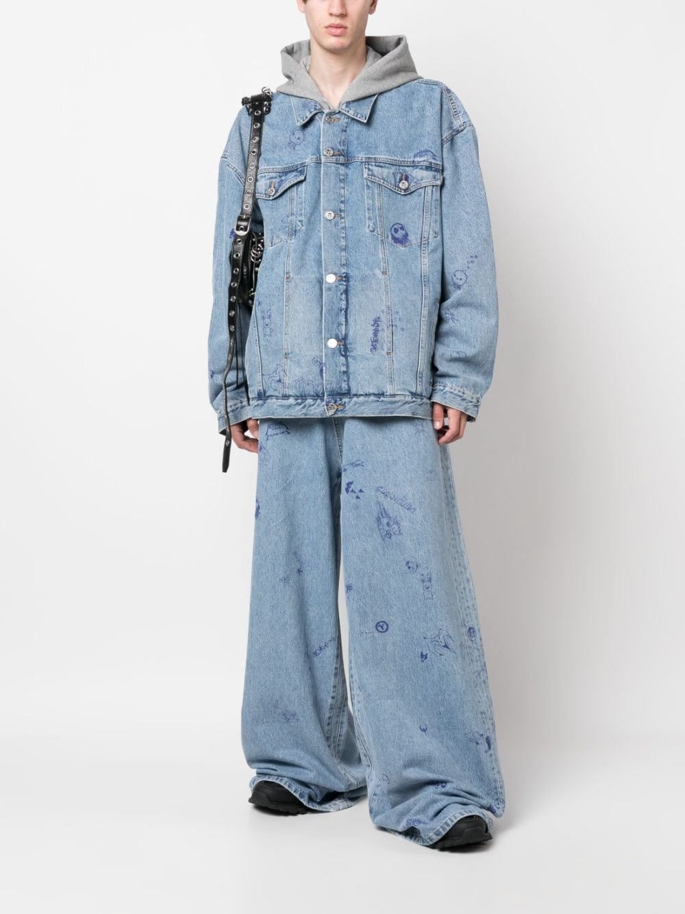 illustration-print baggy jeans - 2