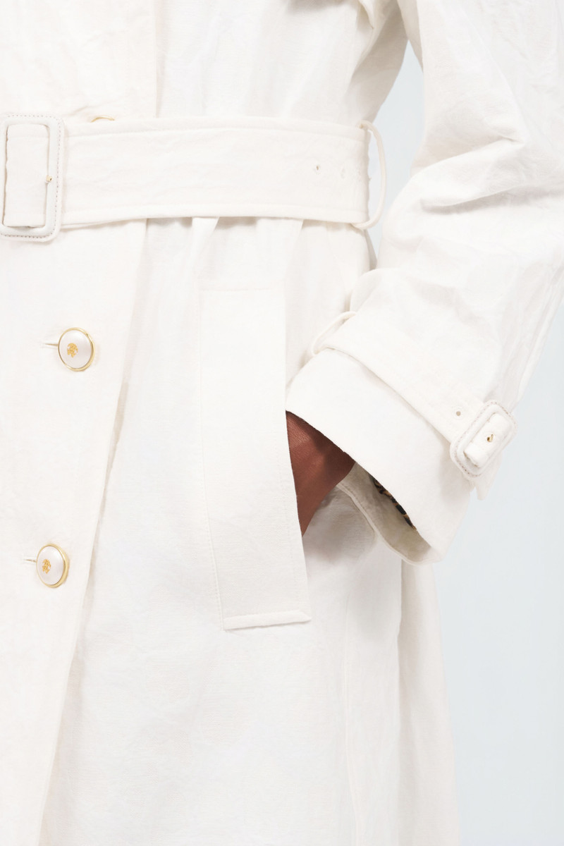 Leopard-pattern cotton jacquard trench coat 7