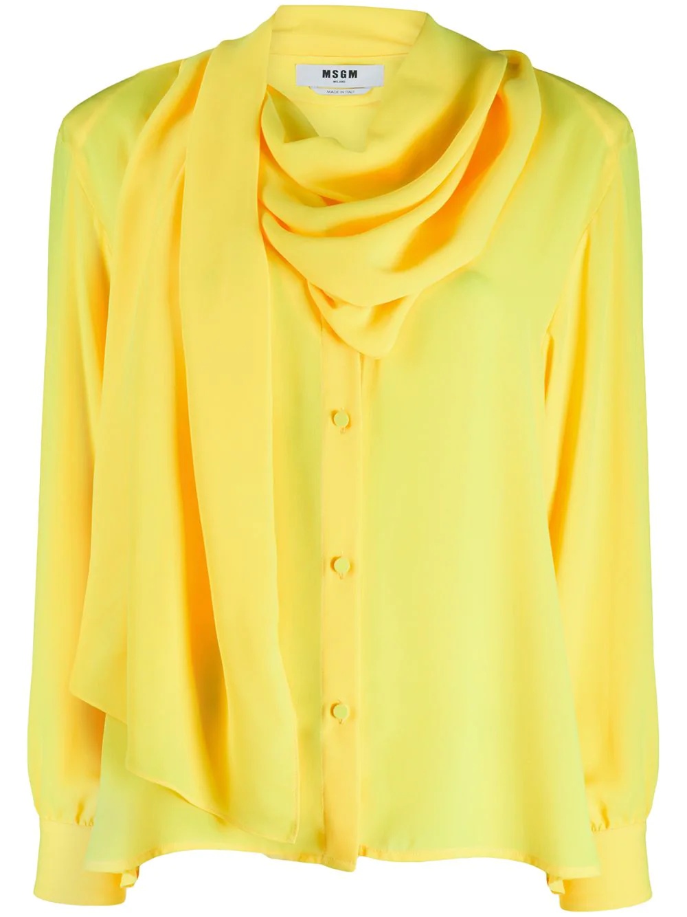 draped-detail long-sleeve blouse - 1