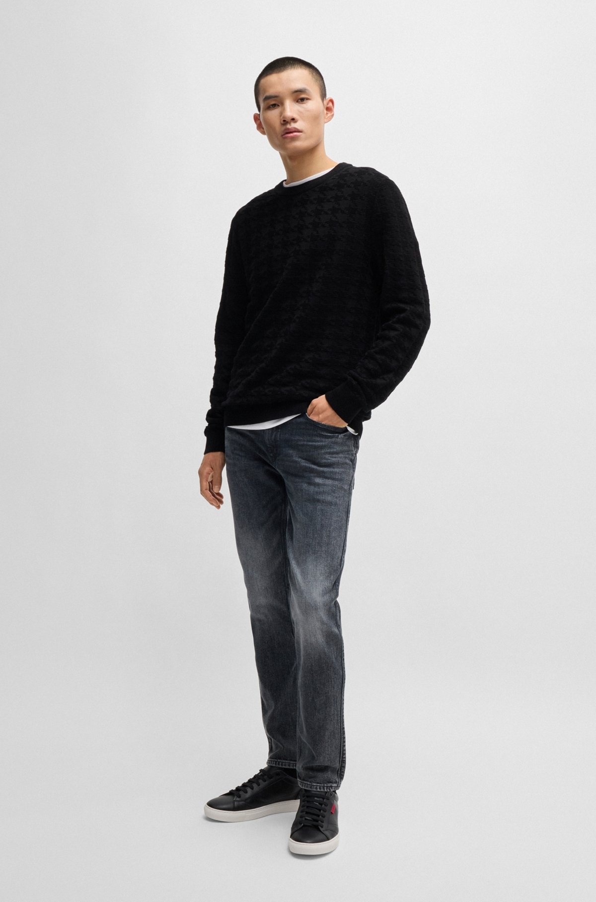 HOUNDSTOOTH CHECK SWEATER IN COTTON - 4