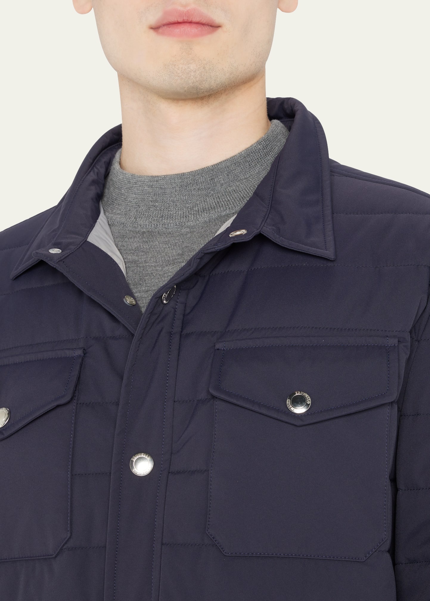 Men's Quilted Nylon Shirt Jacket - 5