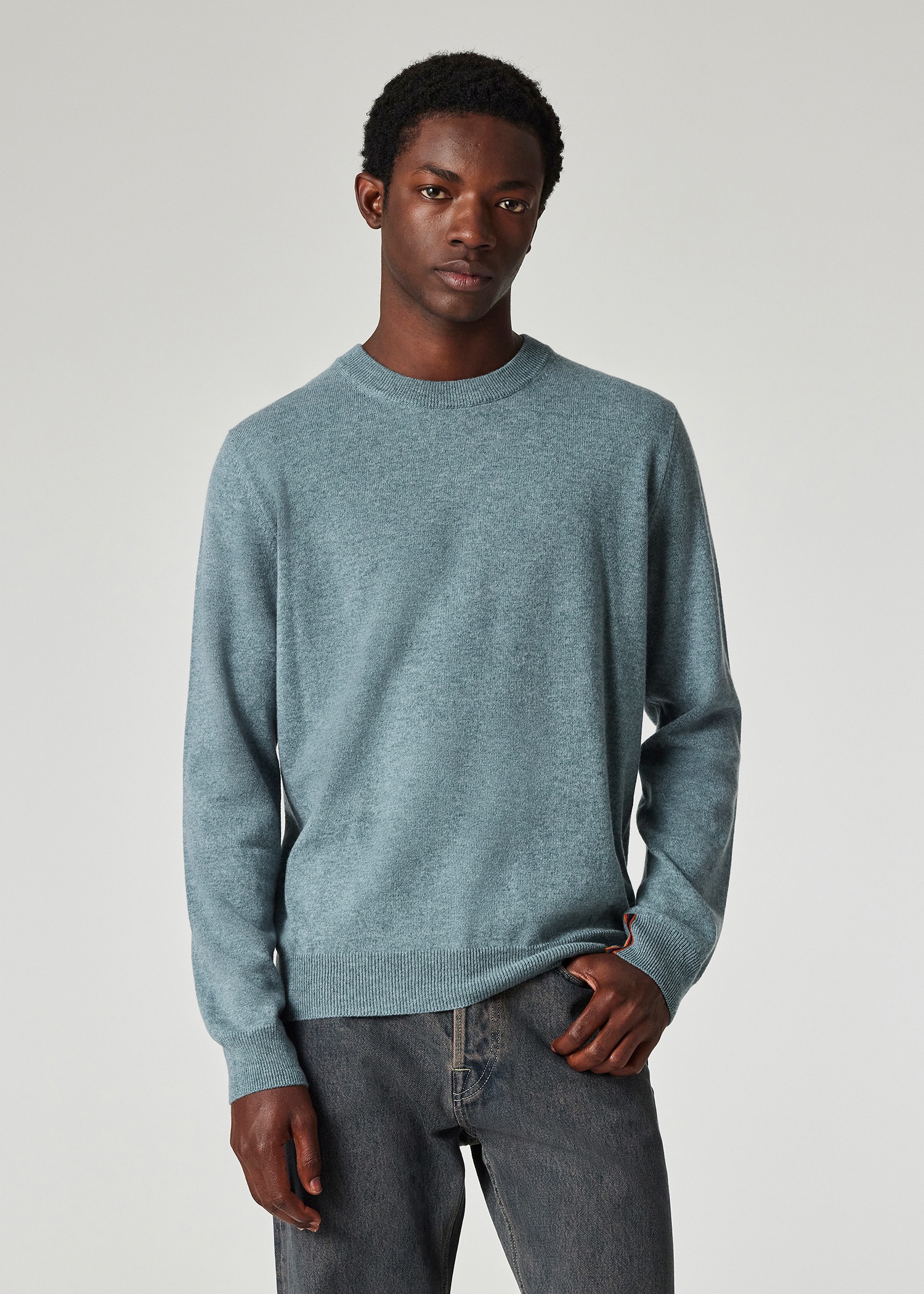 Blue Cashmere Crew Neck Sweater - 3