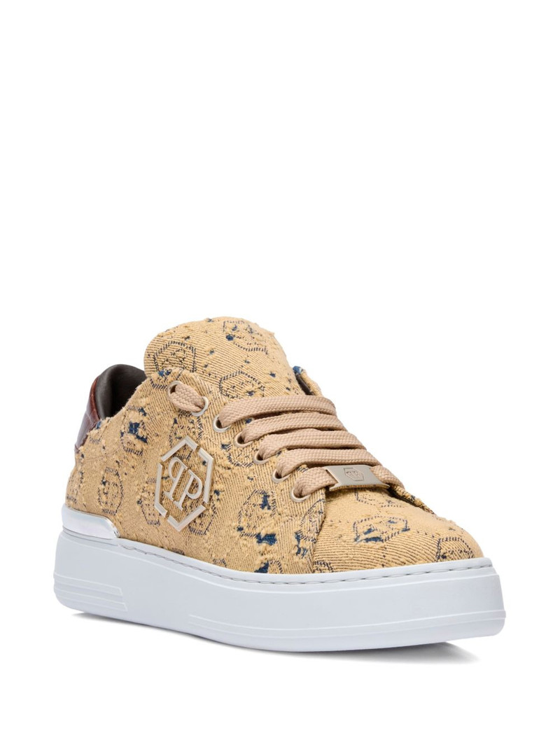 PHILIPP PLEIN Jacquard monogram low-top sneakers outlook