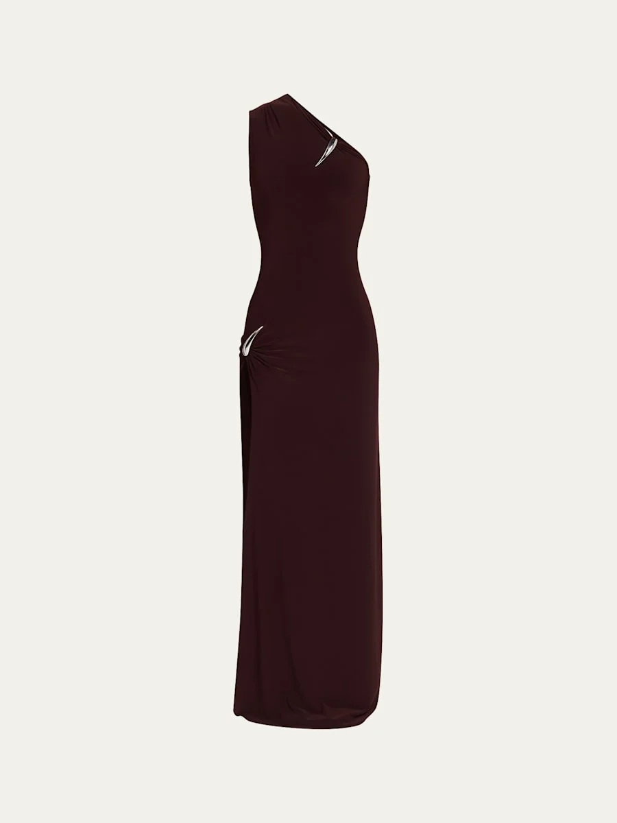 One-Shoulder Claw Slit Gown - 1