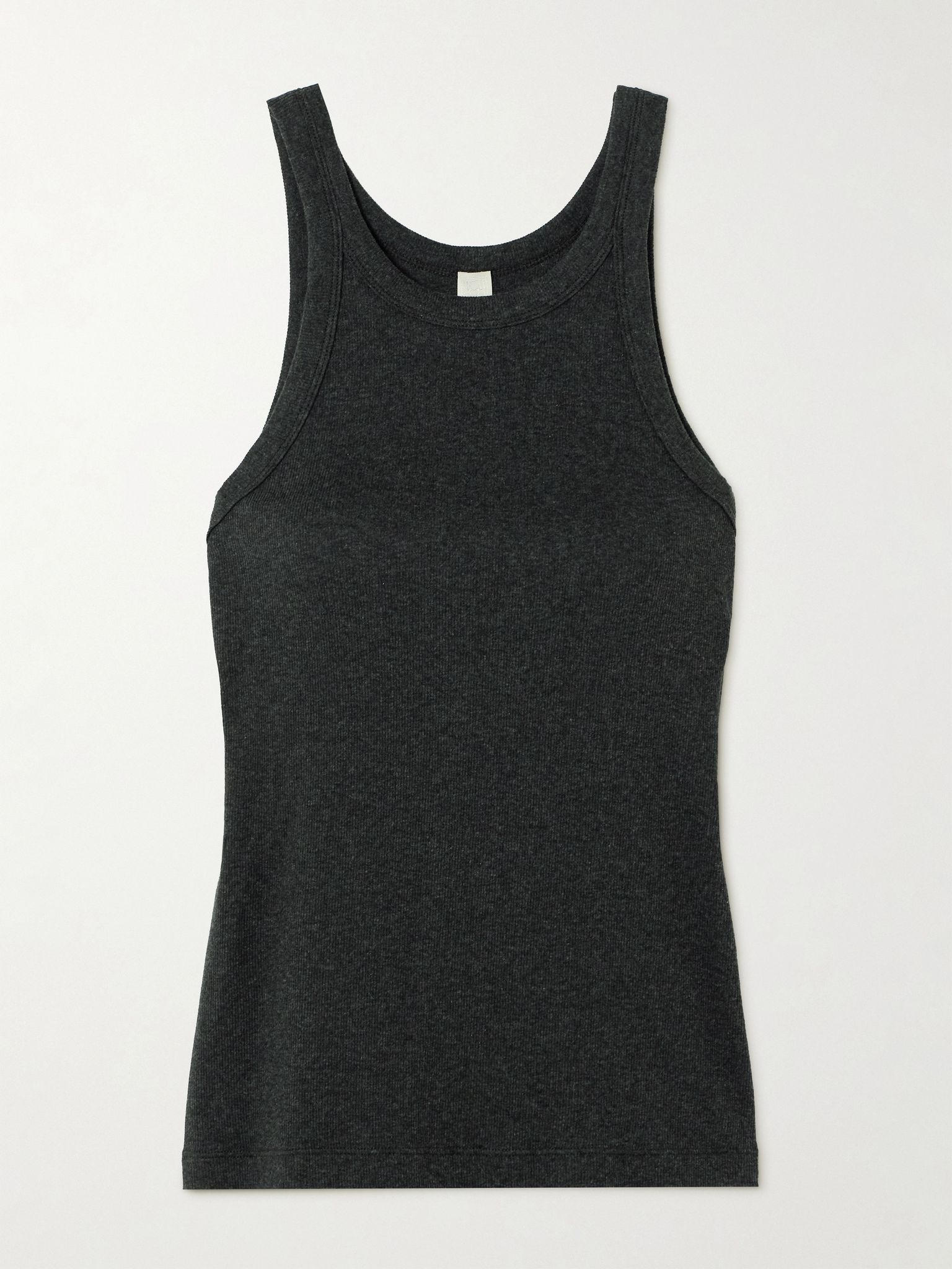 Ribbed organic cotton-blend jersey tank Gray - 1