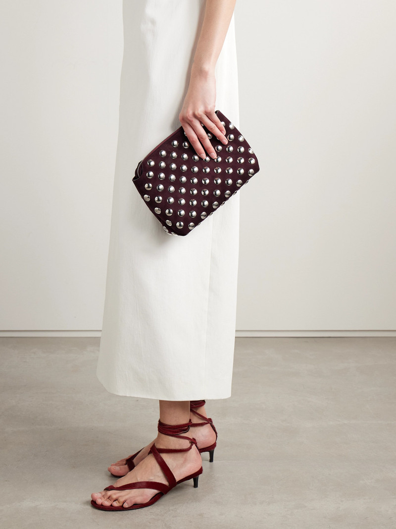 KHAITE Lina Medium Studded Suede Shoulder Bag outlook