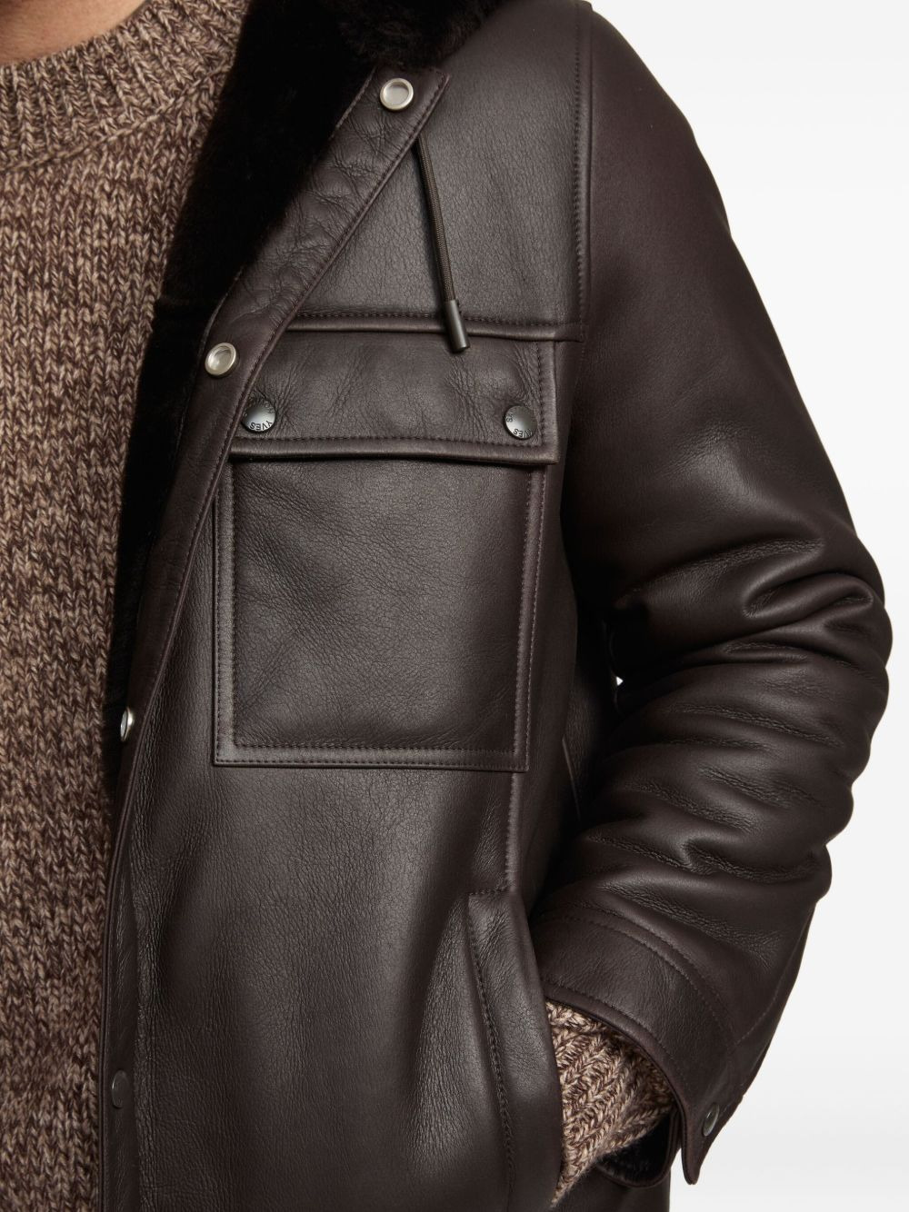 hooded shearling jacket - 5