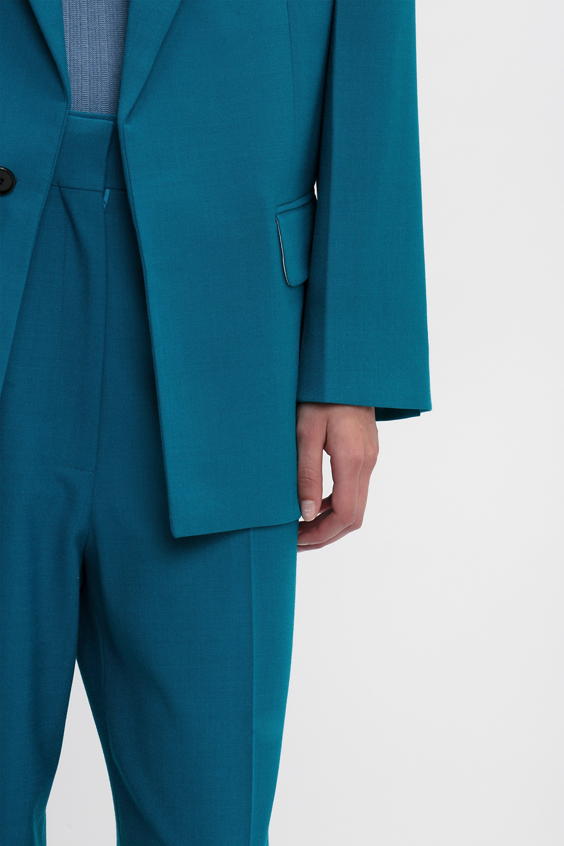 Peak Lapel Jacket In Petroleum - 6
