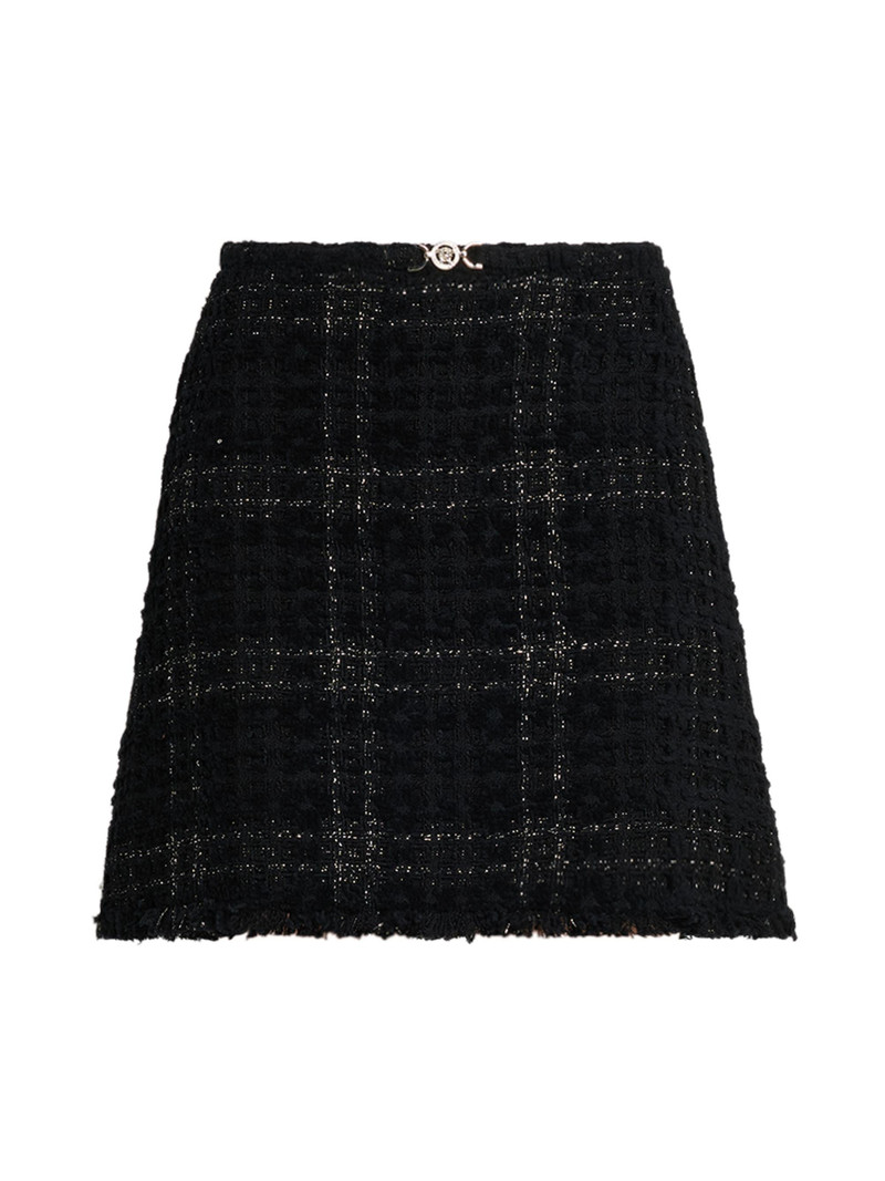 Women's Cotton-Blend Tweed Miniskirt - Black 1