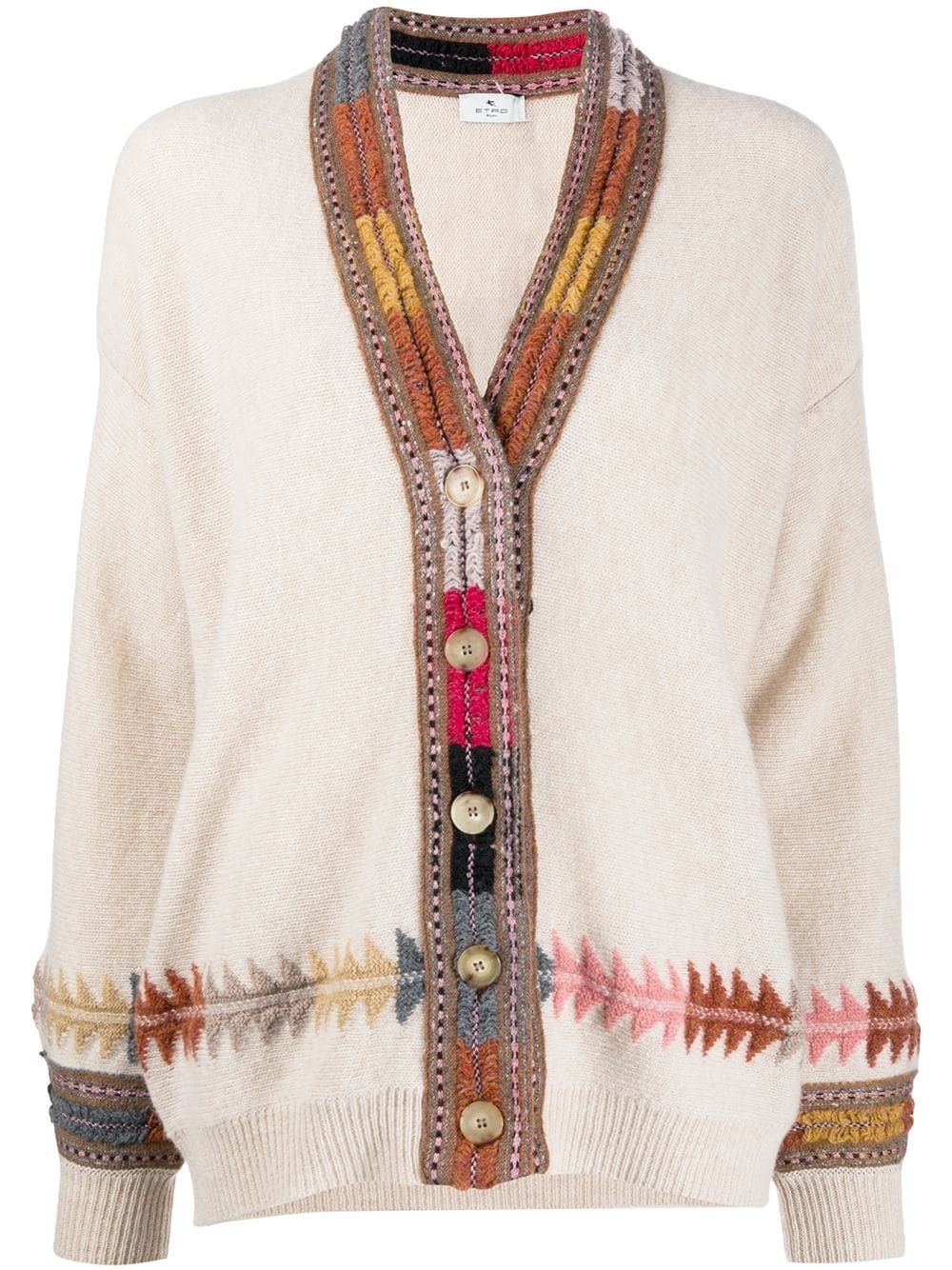 contrast-embroidery cardigan - 1