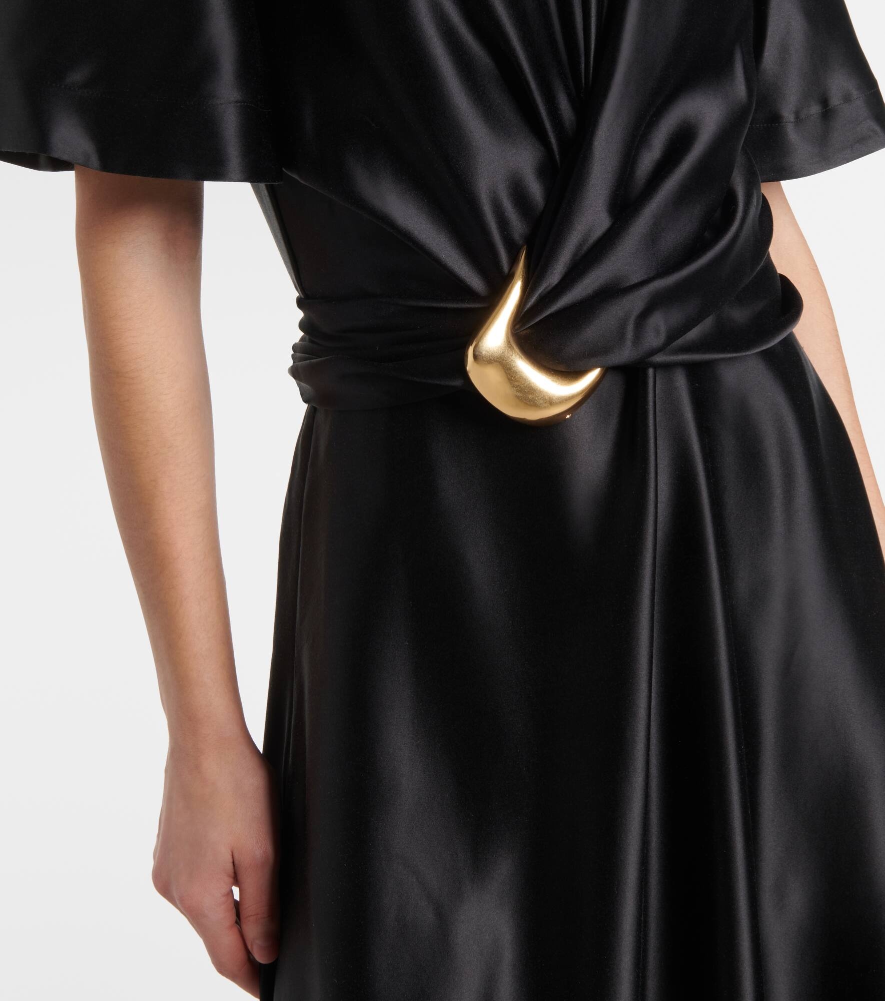 Honey belted silk satin midi dress - 5