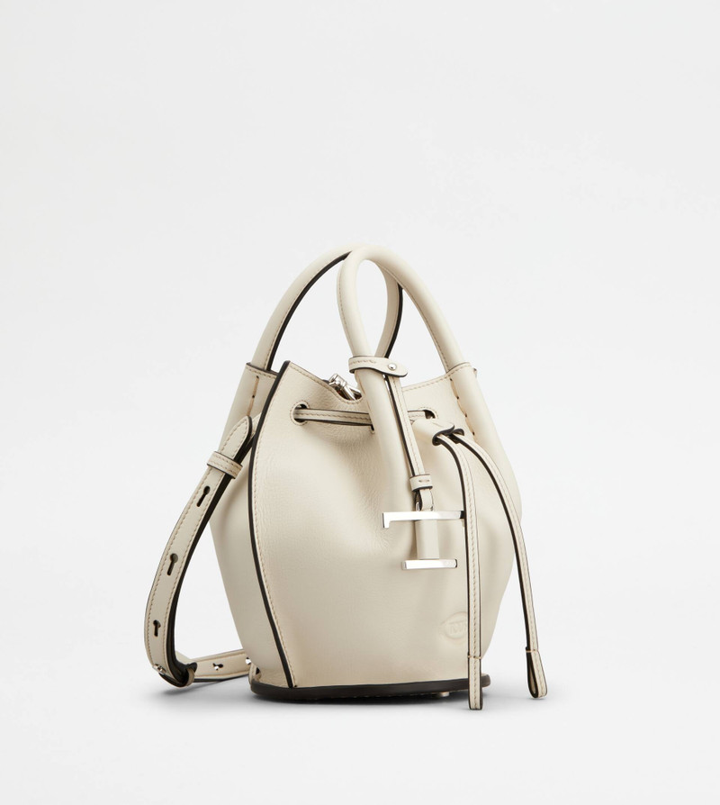 Tod's BUCKET BAG IN LEATHER MINI - WHITE outlook