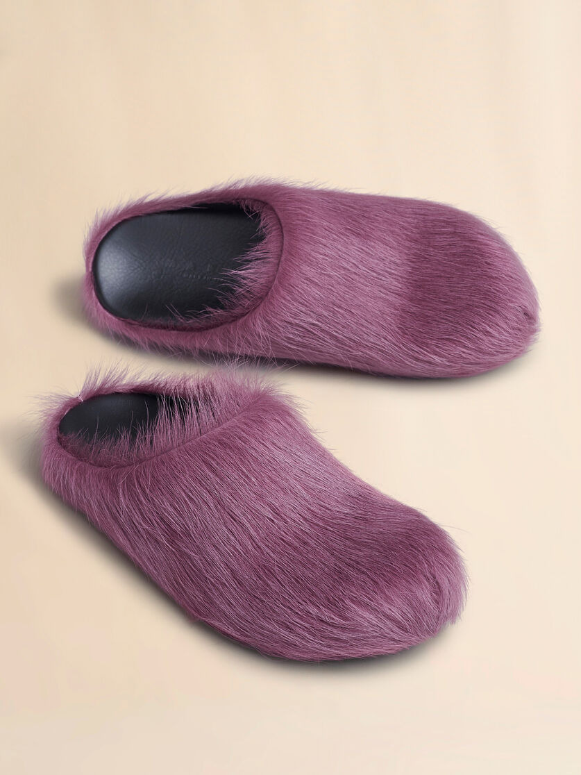 PURPLE LONG HAIR CALFSKIN FUSSBETT SABOT - 5