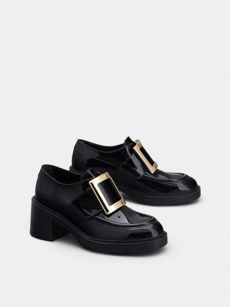 Roger Vivier Viv' Rangers Metal Buckle Loafers in Patent Leather outlook