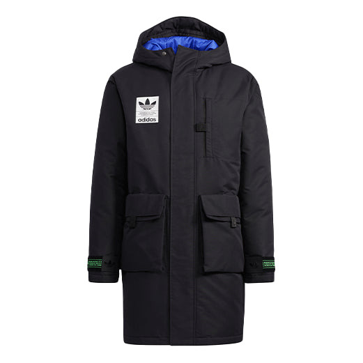 Men's adidas originals 2 In 1 Sports Long Hooded With Down Feather Black Jacket H58062 - 1