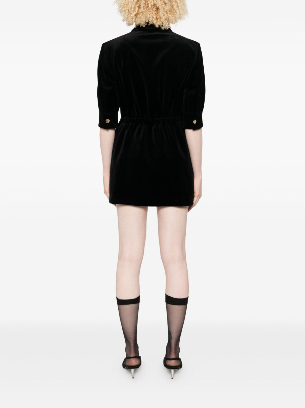 velvet double-breasted dress - 4