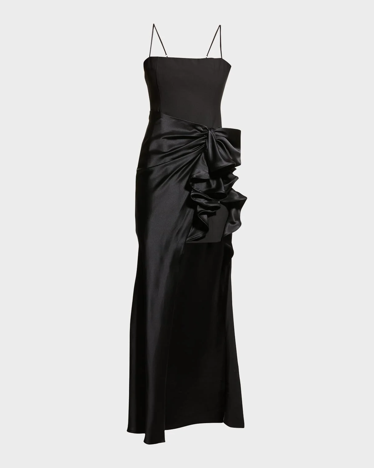 Drina Sleeveless Satin Wrap Gown - 1