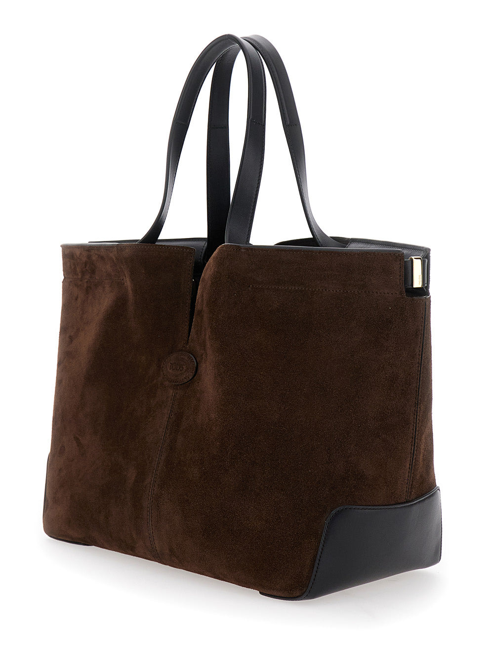Tod's Women Brown Tote Bag With Two Top Handles And Metal Details On The Side In Leather Woman - 2