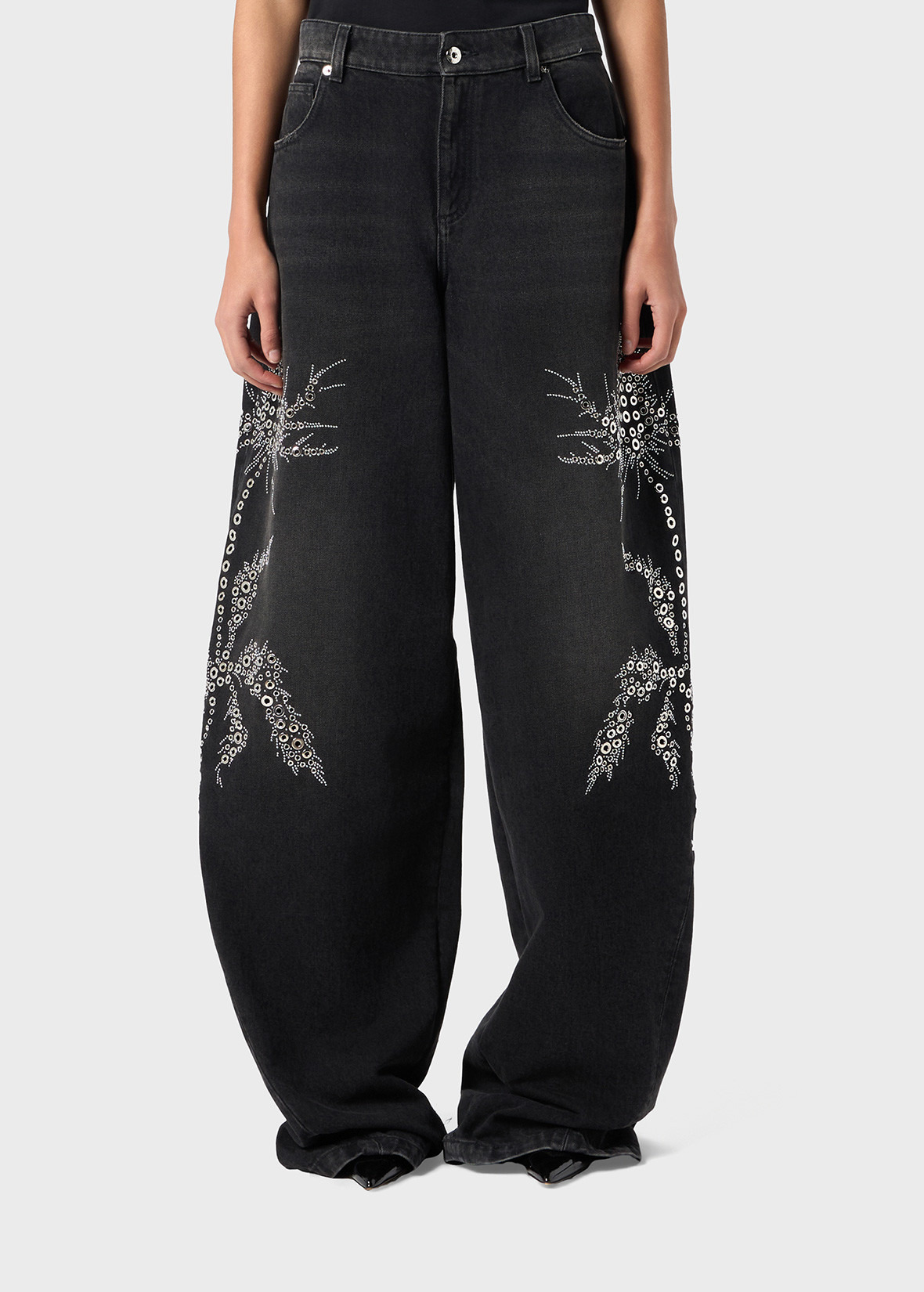 BAGGY JEANS WITH EMBROIDERY IN STONES AND STUDS - 3