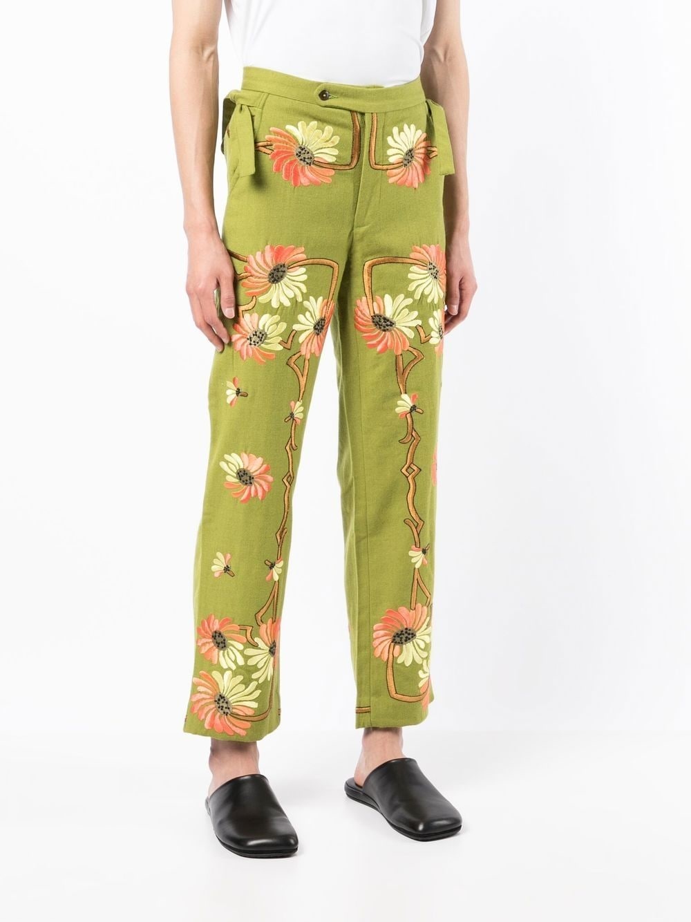 Victorian floral-embroidered trousers - 3