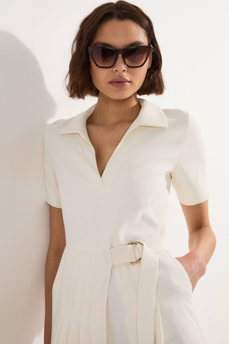 KAREN MILLEN Soft Tailored Pleated Belted Jumpsuit outlook