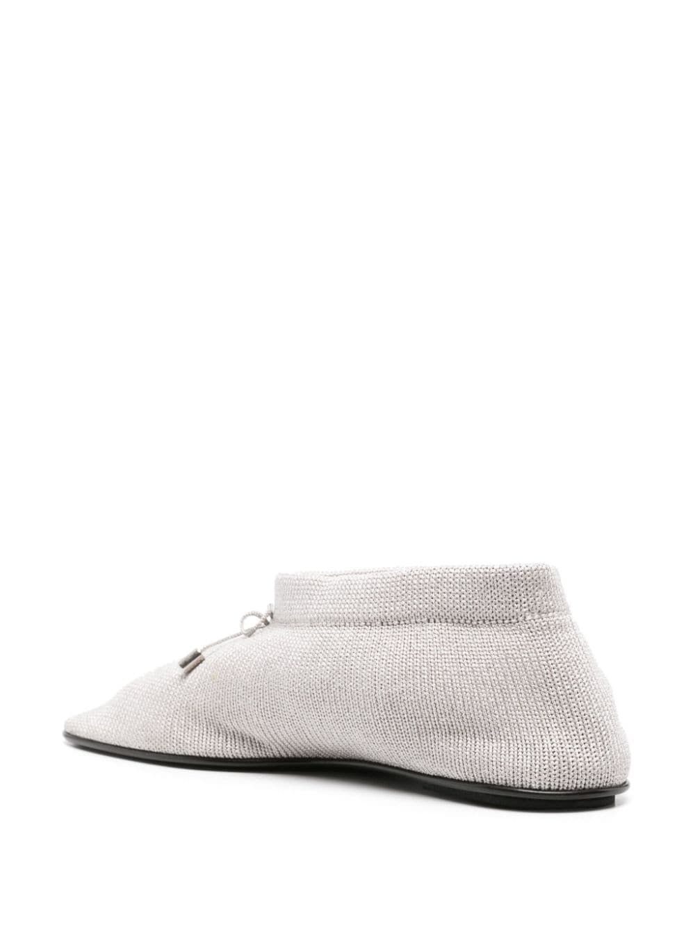 bow-detail knitted ballerina shoes - 3