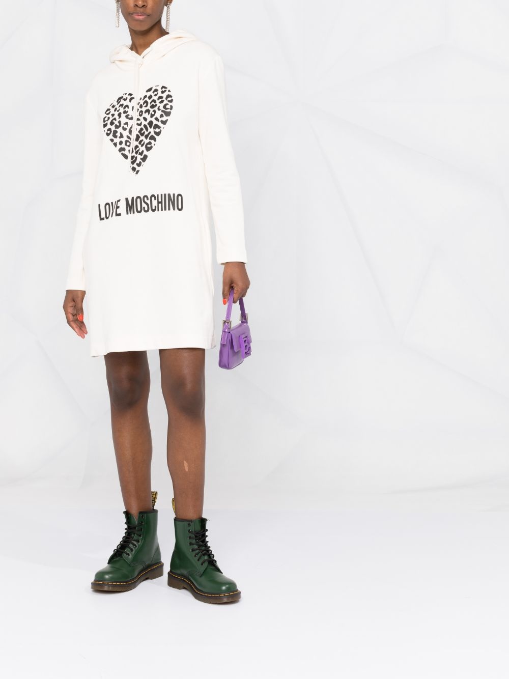 logo-print hooded dress - 2