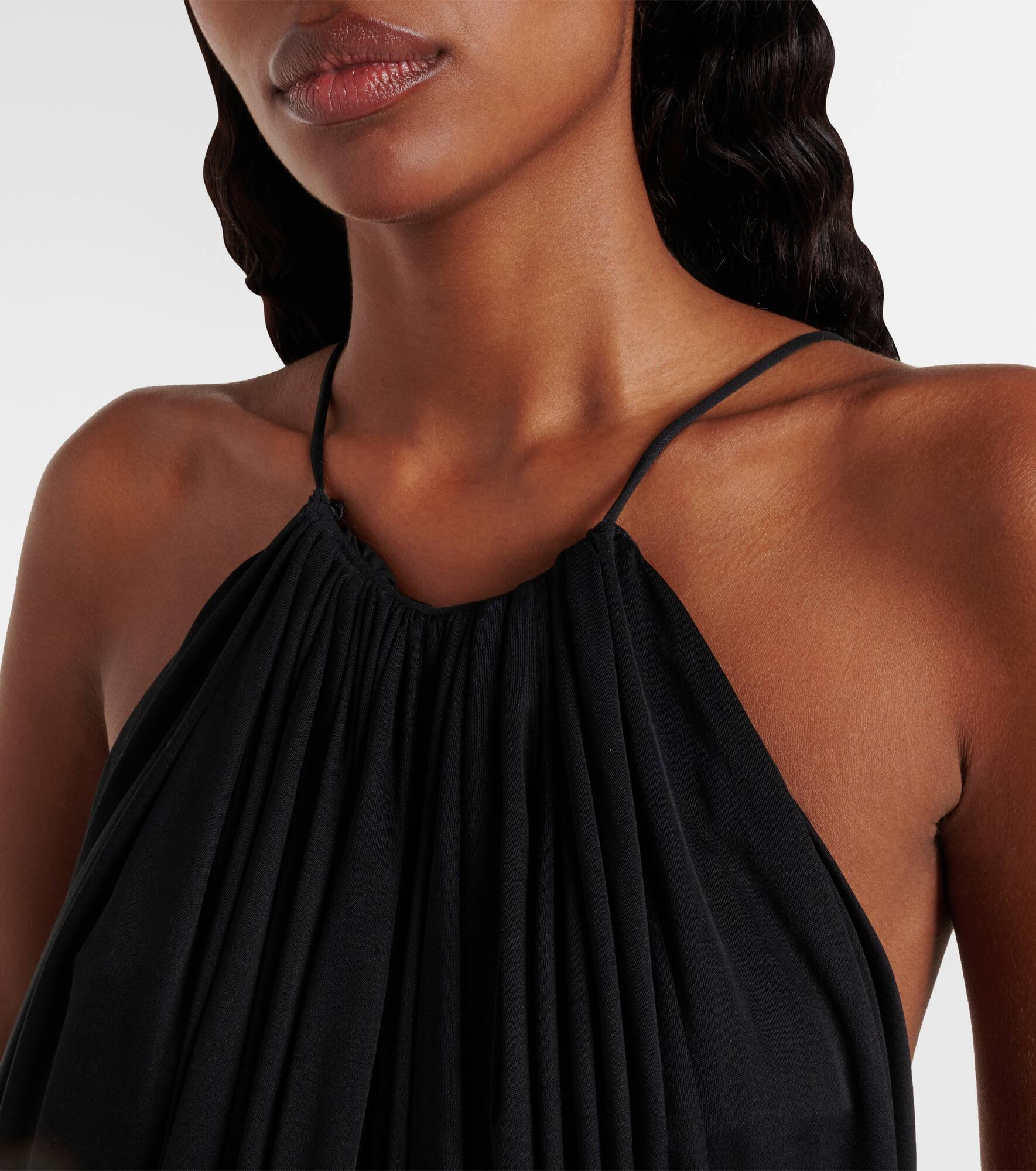 Draped open-back silk midi dress - 4