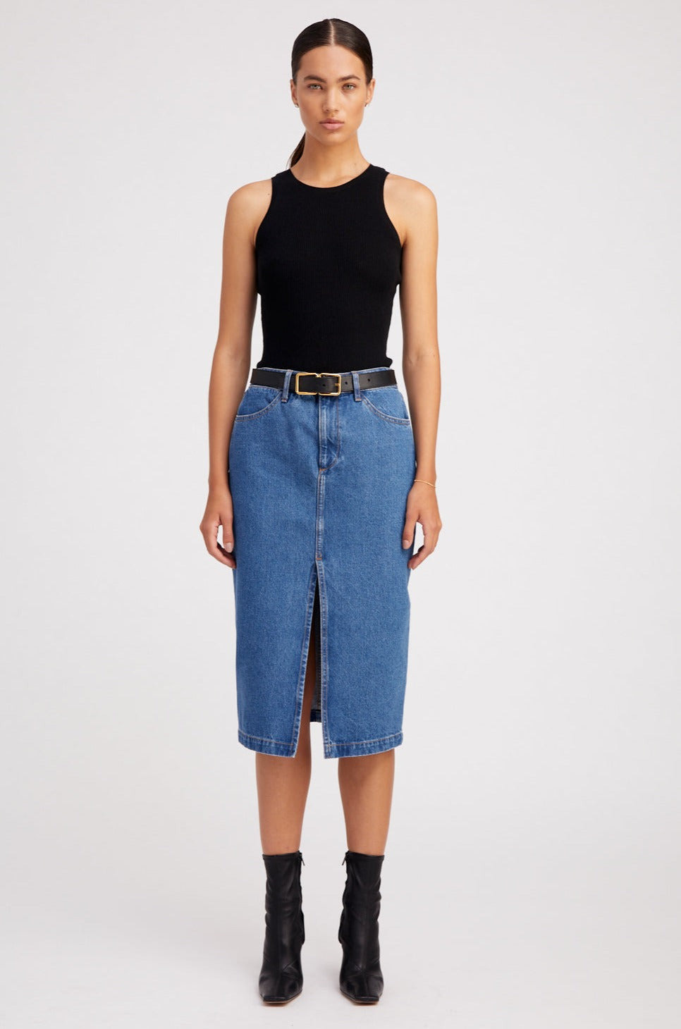 COCO DENIM A-LINE PENCIL SKIRT - 4