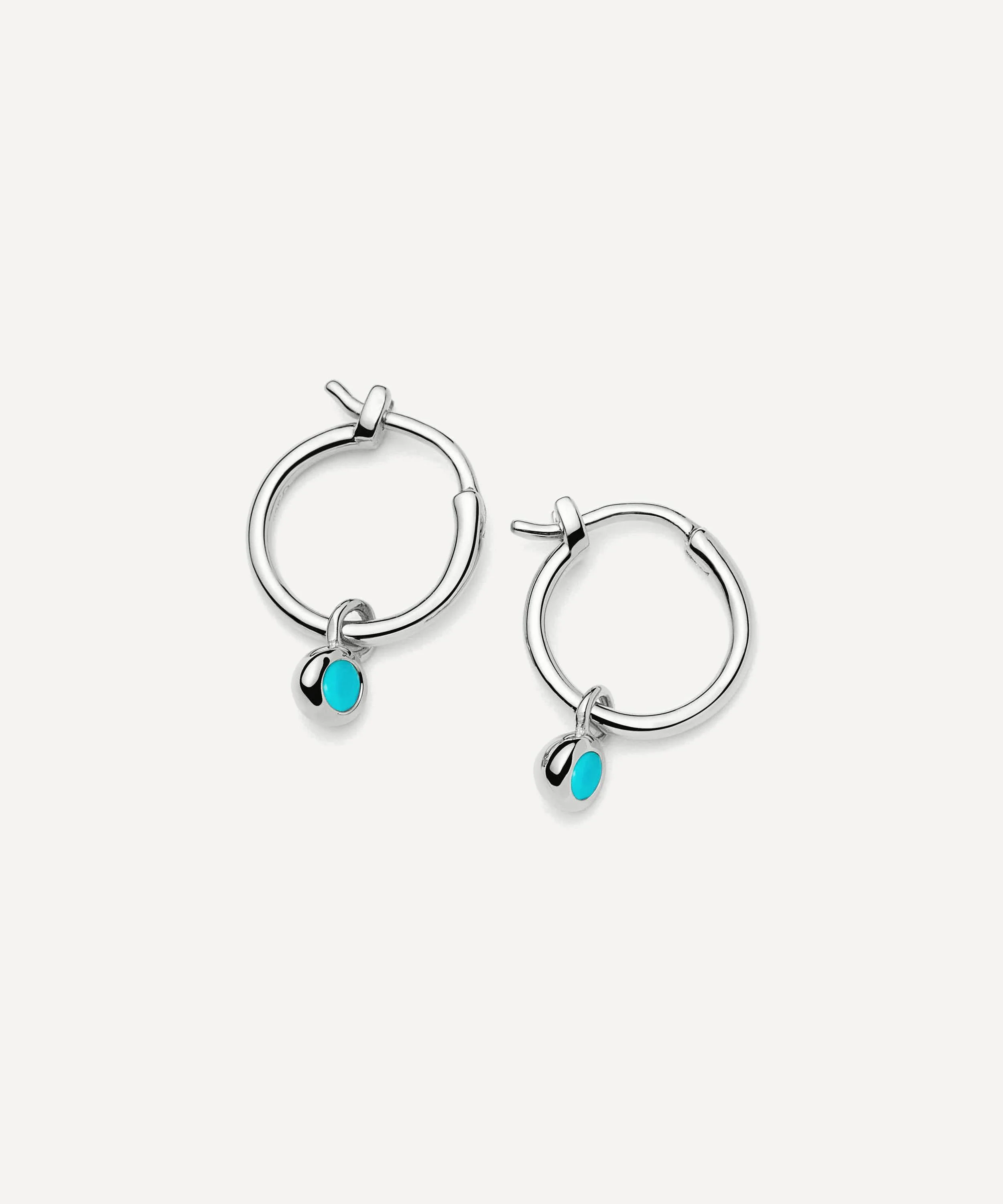 Sterling Silver December Birthstone Mini Charm Hoop Earrings - 1