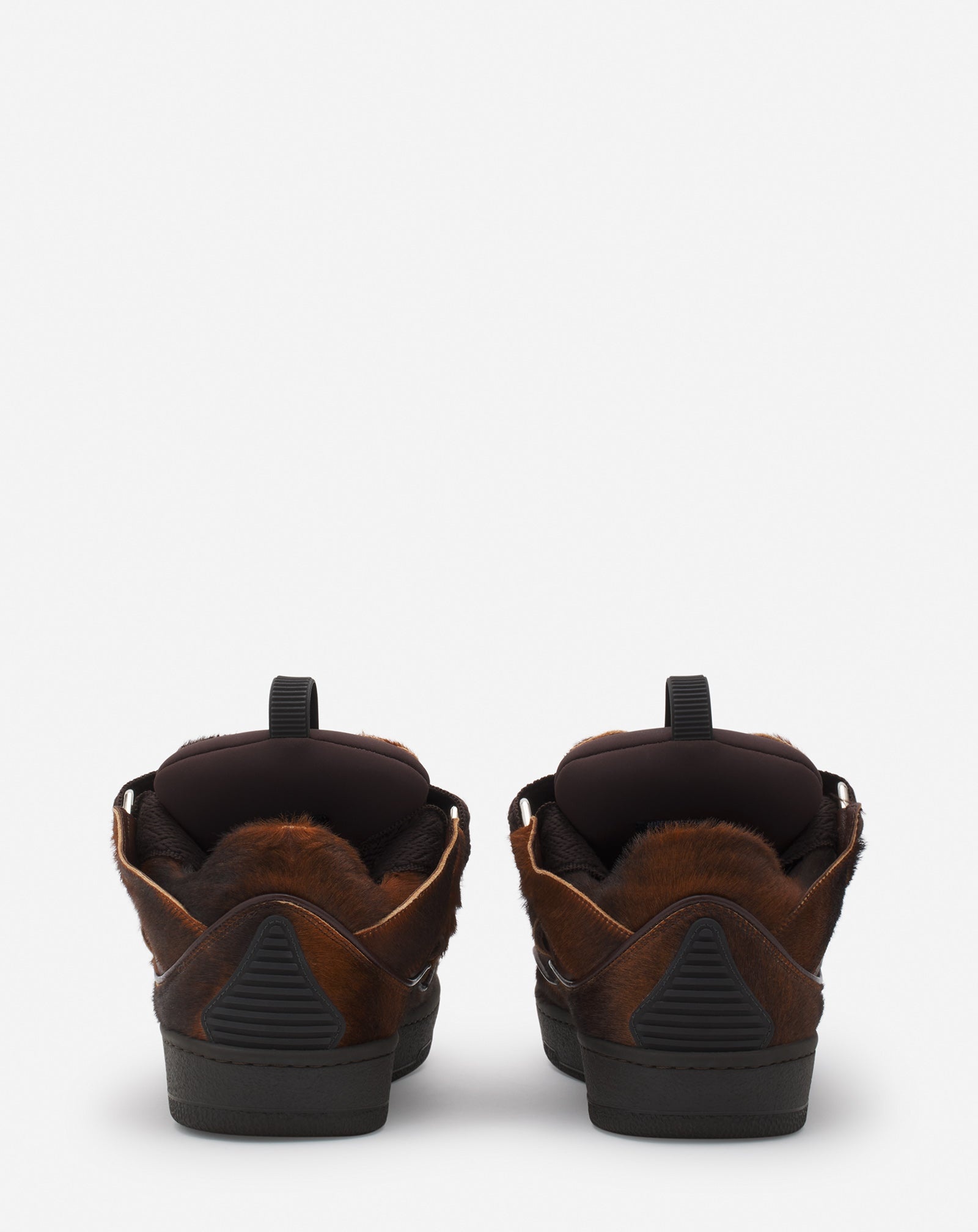 PONY-EFFECT LEATHER CURB SNEAKERS - 4