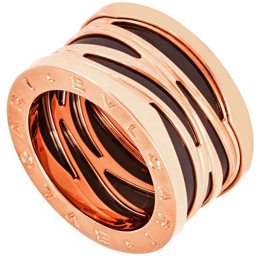 Bvlgari B-Zero Legend 18Kt Rose Gold And Cerarmic Ring, Size 51 - 1
