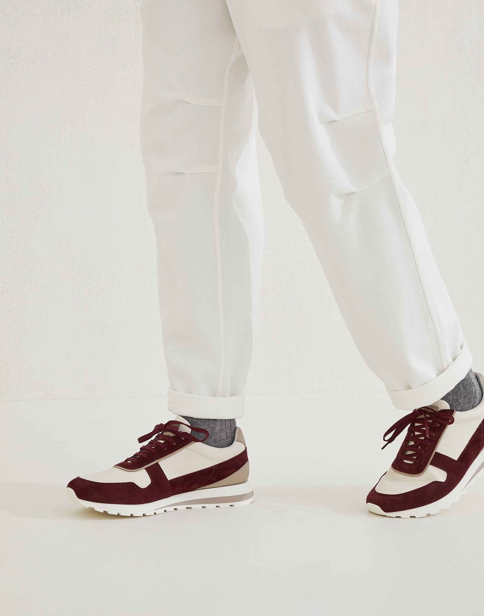 Washed suede and calfskin runners - 4