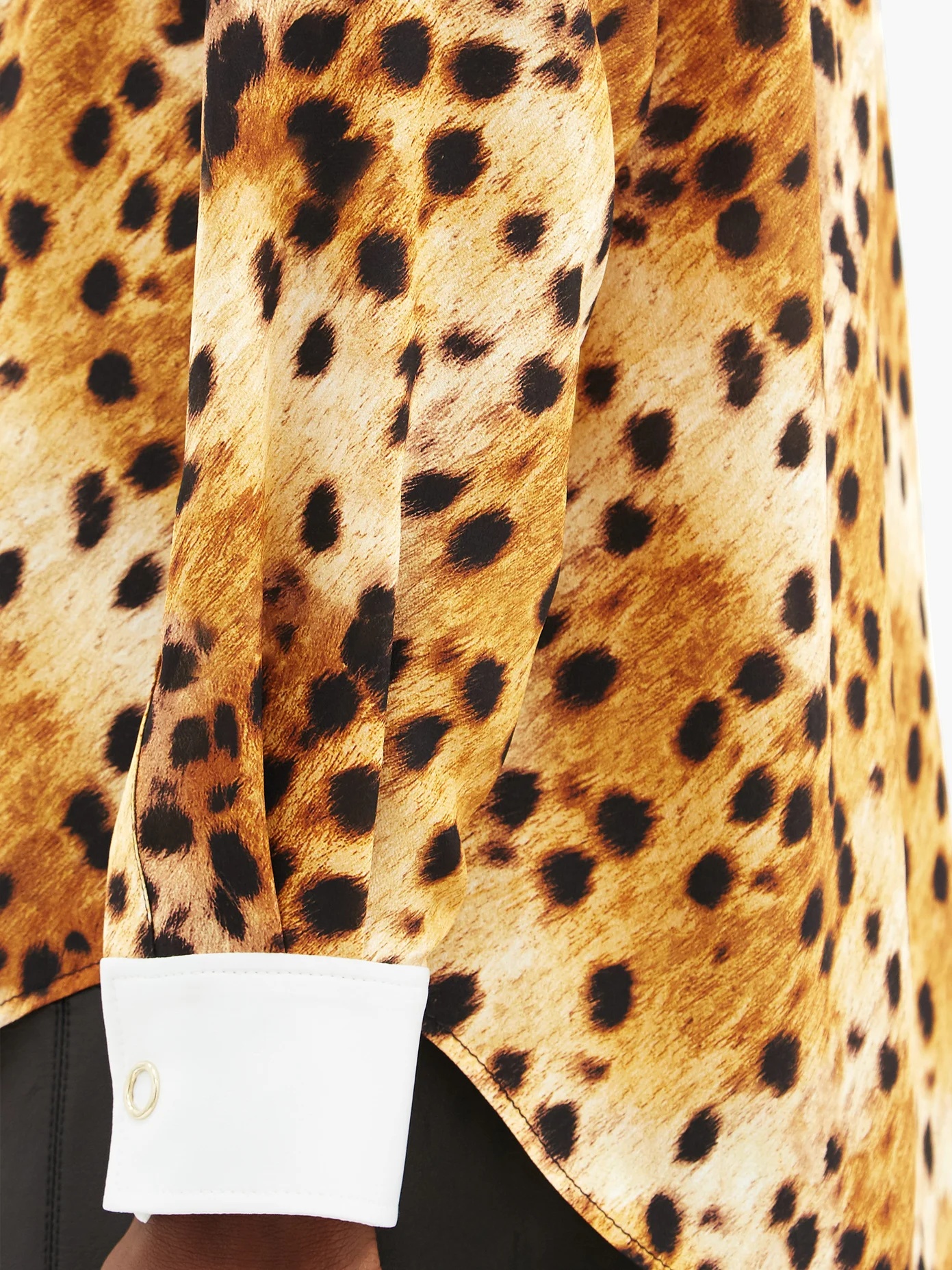 Contrast-cuff leopard-print silk blouse - 4