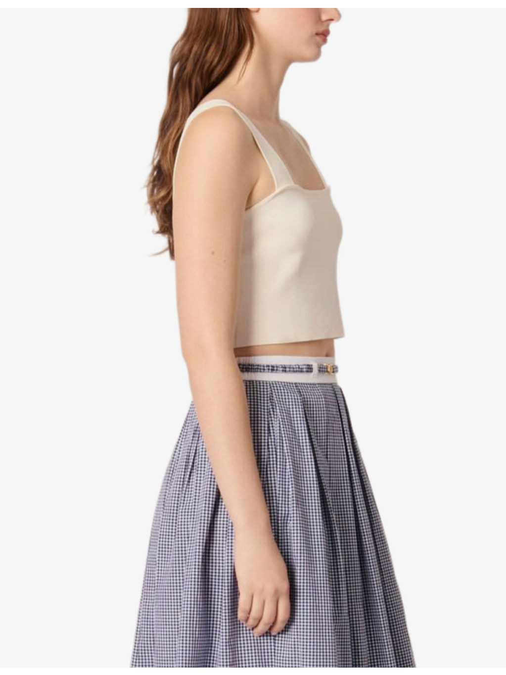 Square-Neck Cropped Knitted Top - 3