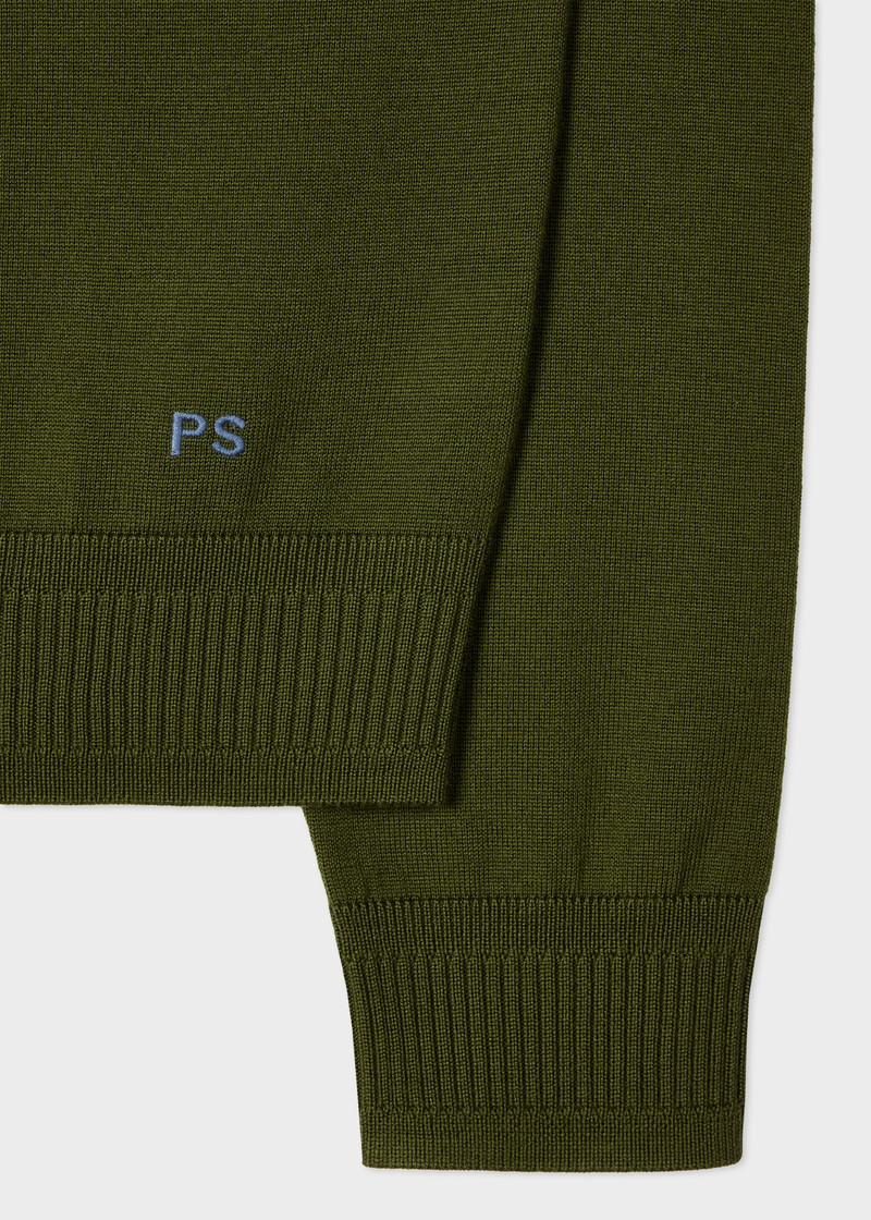 Paul Smith Khaki Merino Wool Half Zip Sweater outlook