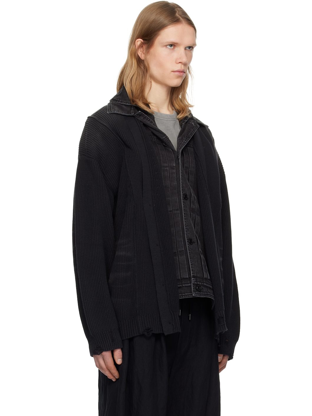 Juun. J Black Denim Trucker Detachable Cardigan - 2
