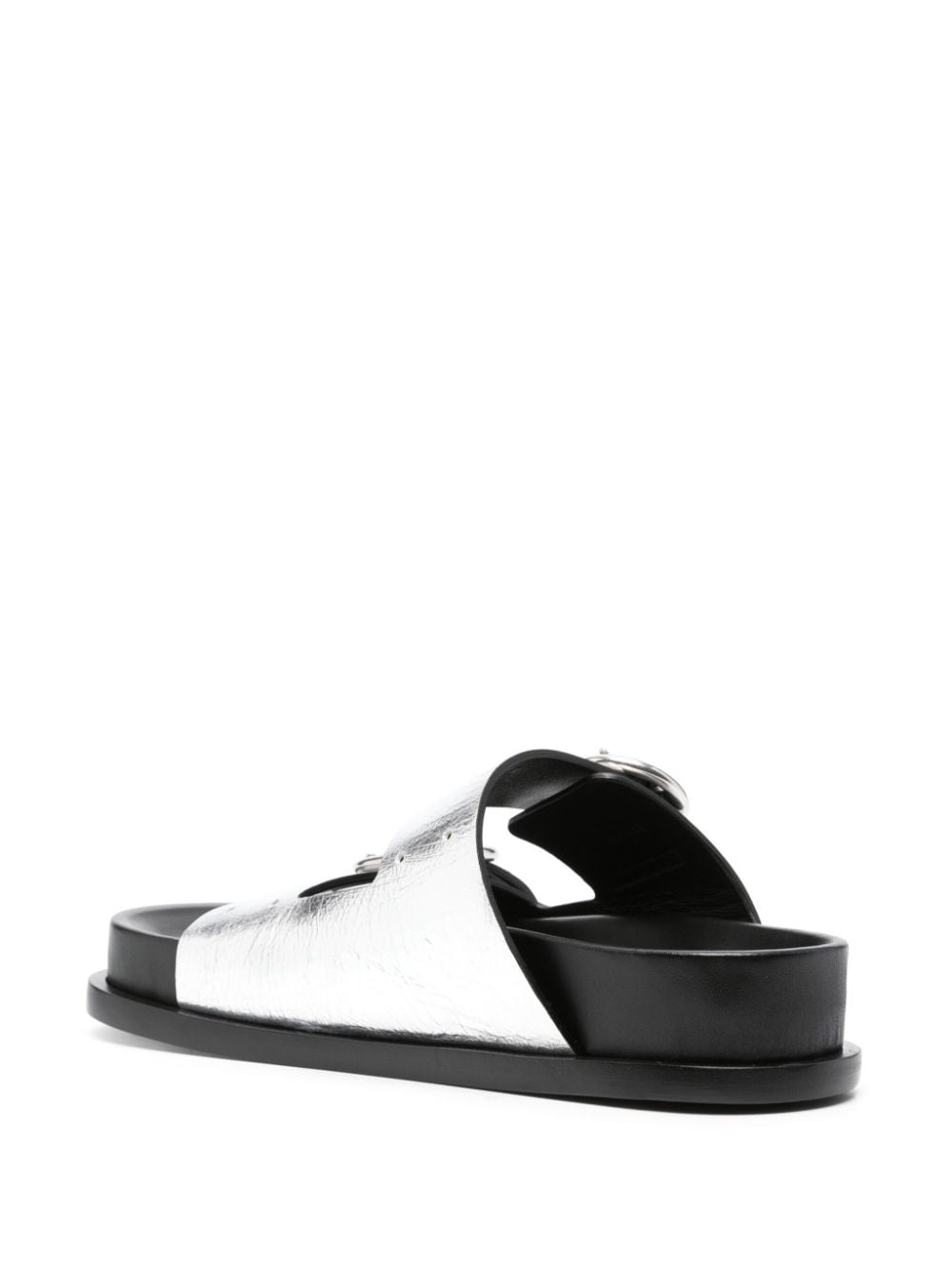 double-buckle leather sandals - 3