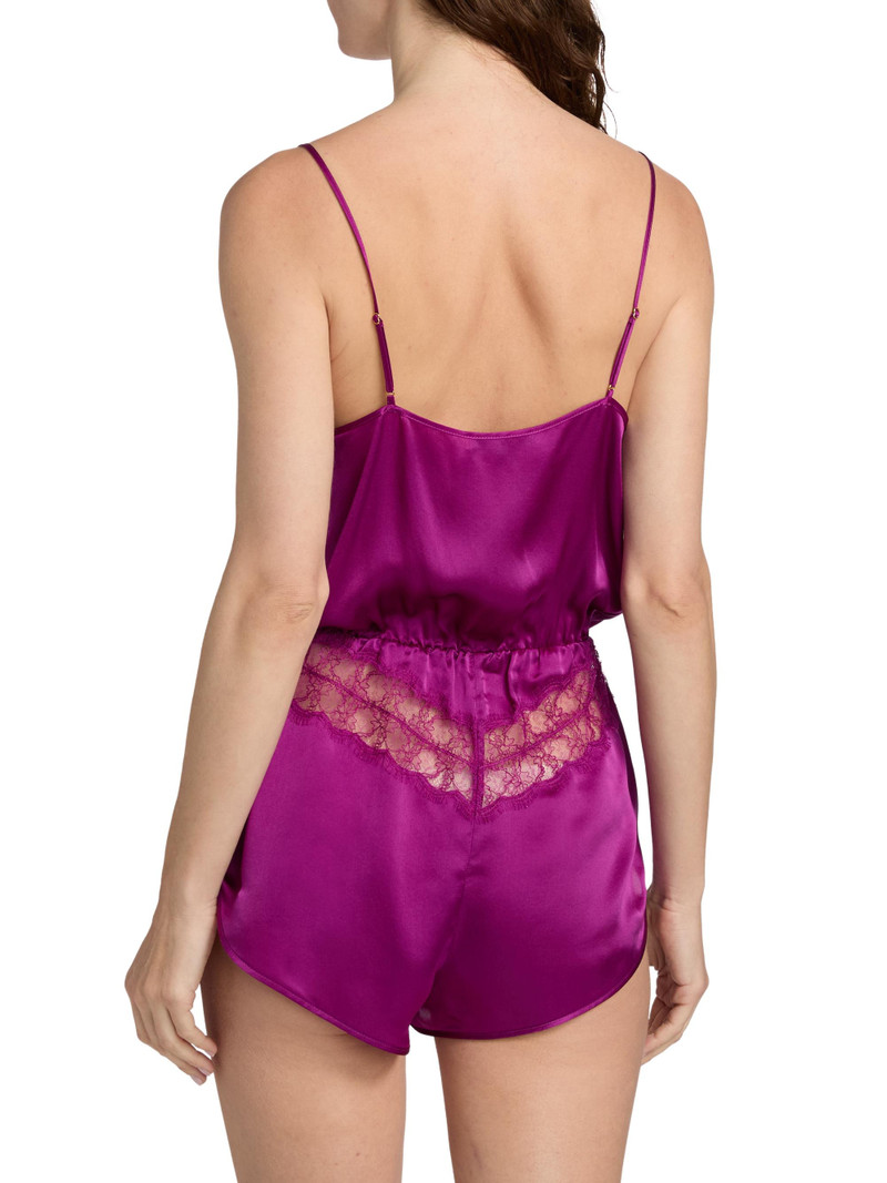 Women's Silk Lace-Paneled Teddy - Framboise 4
