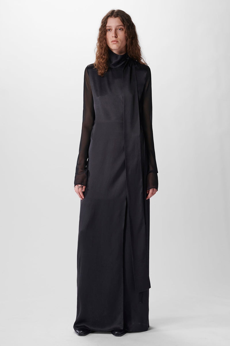 Bettina Long Apron Dress Satin Washed Silk - 4