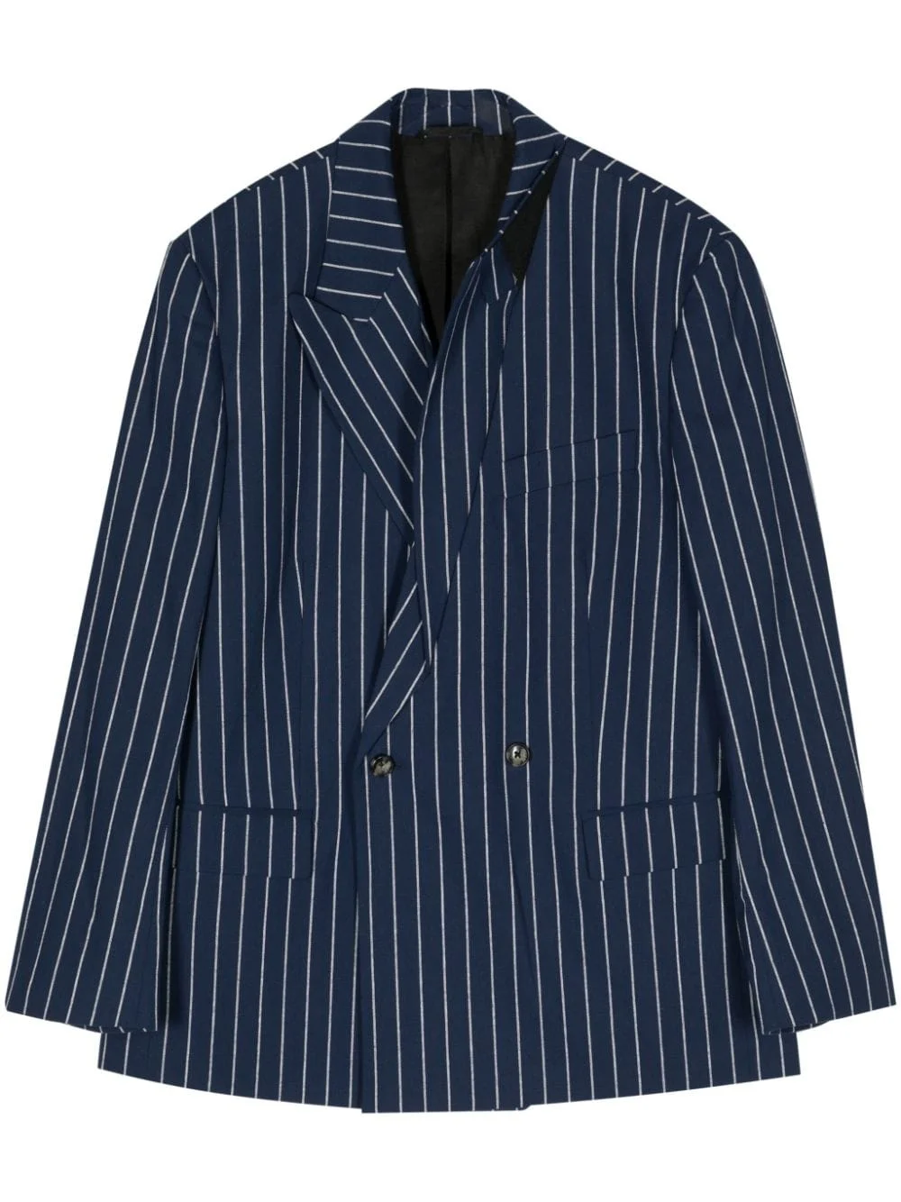 striped double-breasted blazer - 1