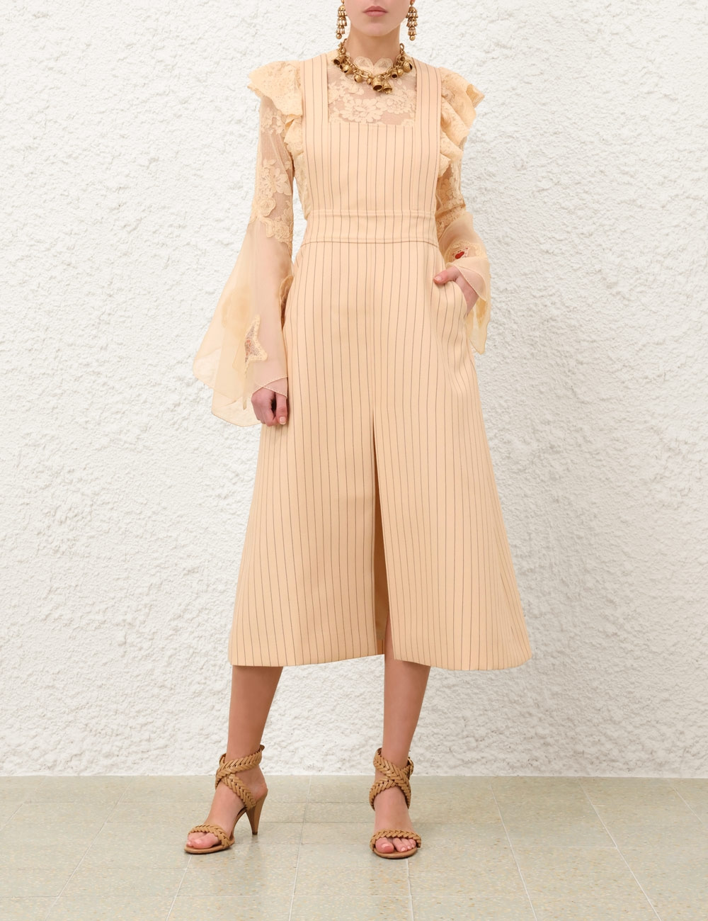 HYPNOTIC PINSTRIPE APRON DRESS - 2