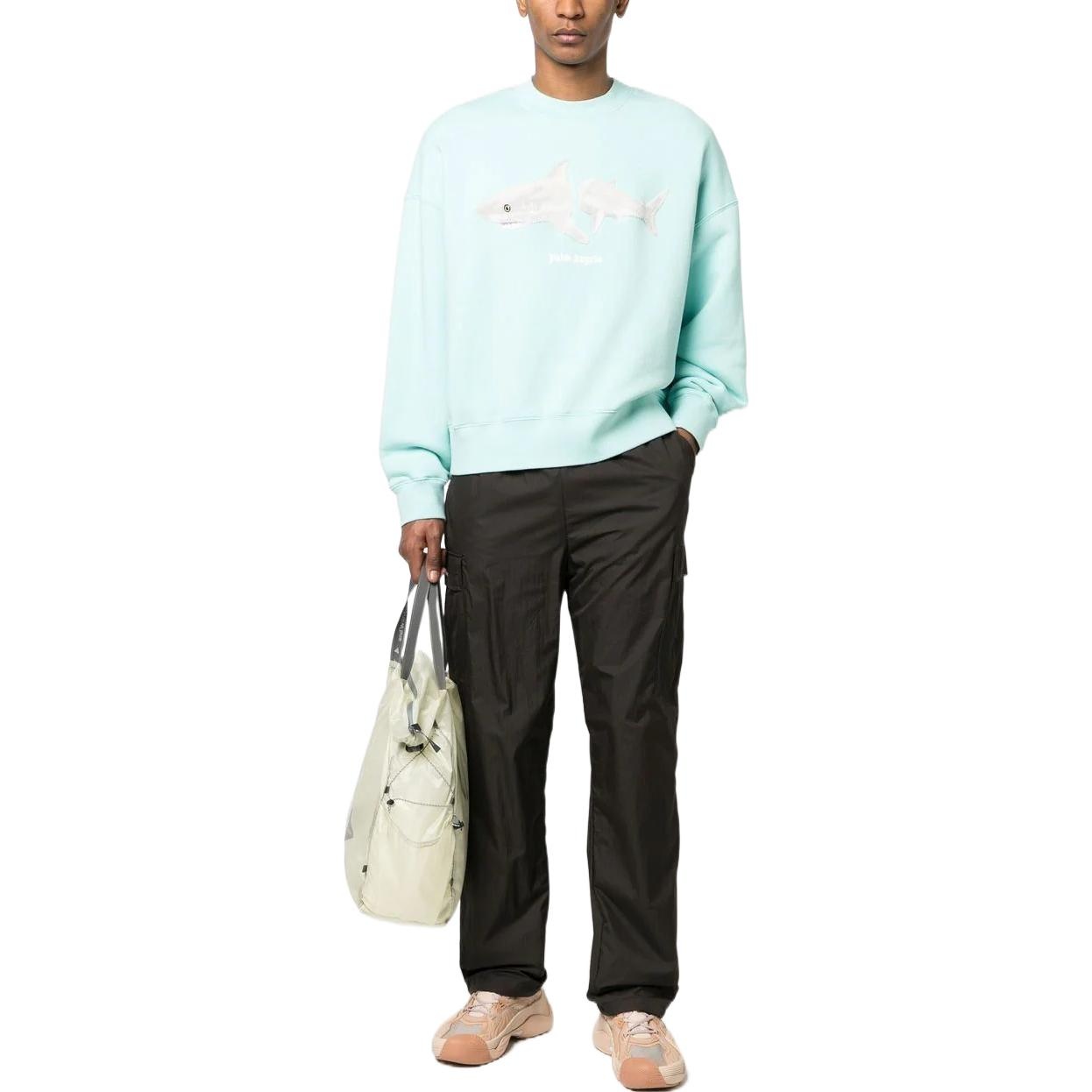 Palm Angels Split Shark Crew Sweater 'Blue White' PMBA026S23FLE0054001 - 2